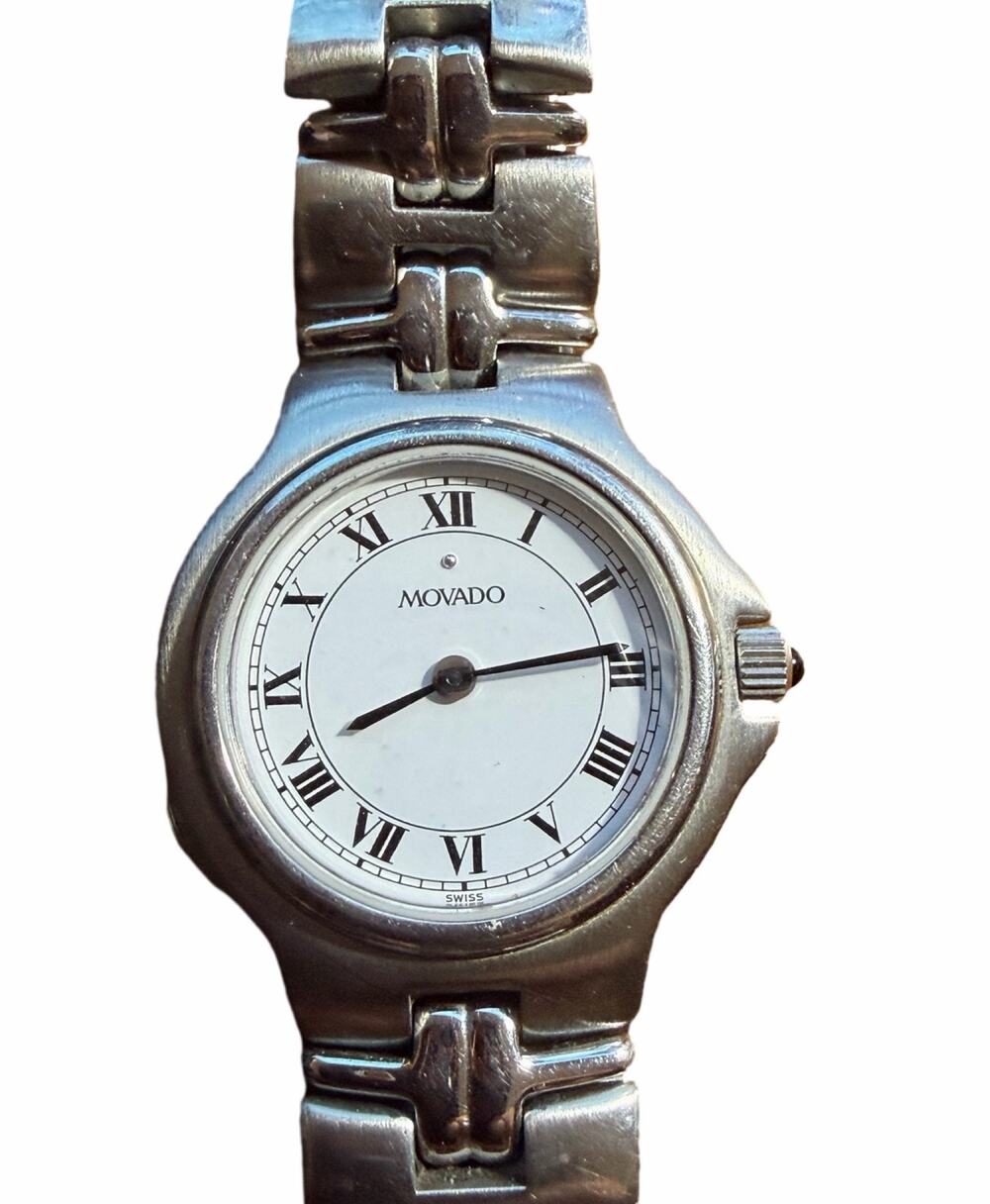 Movado Women's Stainless Steel Watch White Roman Numeral Dial Quartz